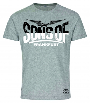 Sons of Frankfurt Herren T-Shirt in der Mode Farbe Grau mit zweifarbigem Adler Print Front & Back