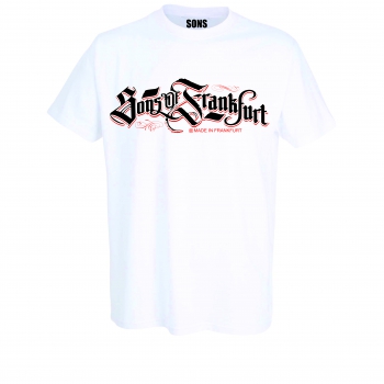 Sons of Frankfurt Herren T-Shirt mit fettem Frankfurt Schriftzug in weiss