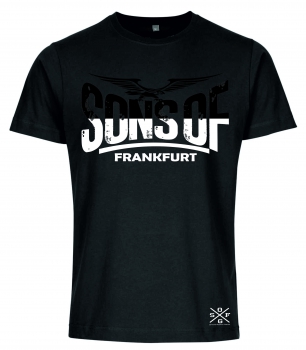 Sons of Frankfurt Herren T-Shirt in der Mode Farbe Schwarz mit zweifarbigem Adler Print Front & Back