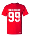 Sons of Frankfurt 99, Herren T-Shirt in der Modefarbe  Rot mit schwarzer 99  oder Rot mit weißer 99