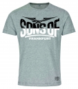 Sons of Frankfurt Herren T-Shirt in der Mode Farbe Grau mit zweifarbigem Adler Print Front & Back